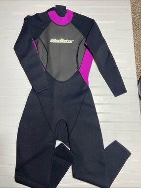 VTG 90s Gladiator Full Wetsuit Women's Sz 10 (Modern 4/6 Small) Magenta Black